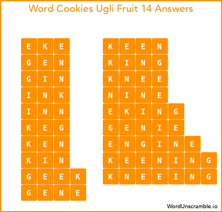 Word Cookies Ugli Fruit 14 Answers