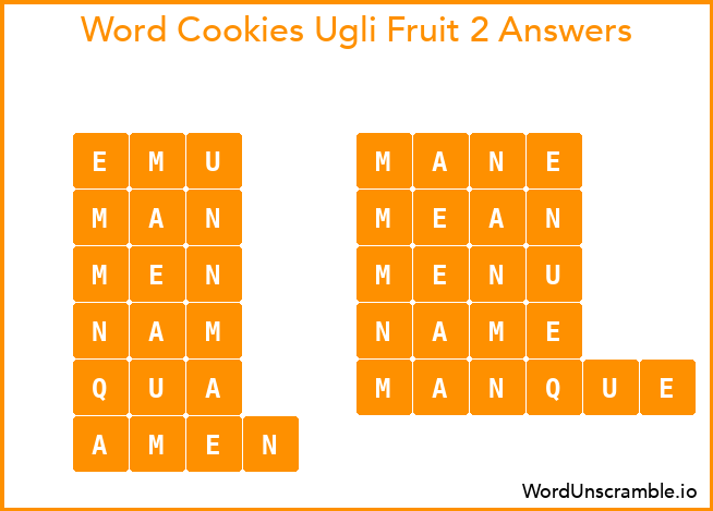 Word Cookies Ugli Fruit 2 Answers