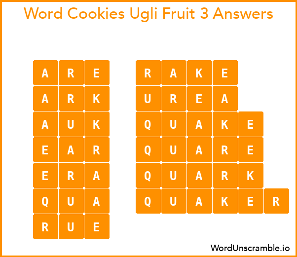 Word Cookies Ugli Fruit 3 Answers