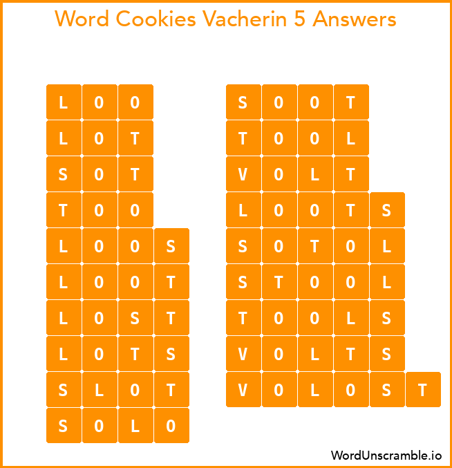 Word Cookies Vacherin 5 Answers
