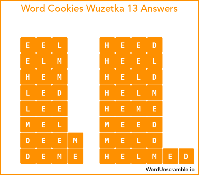 Word Cookies Wuzetka 13 Answers
