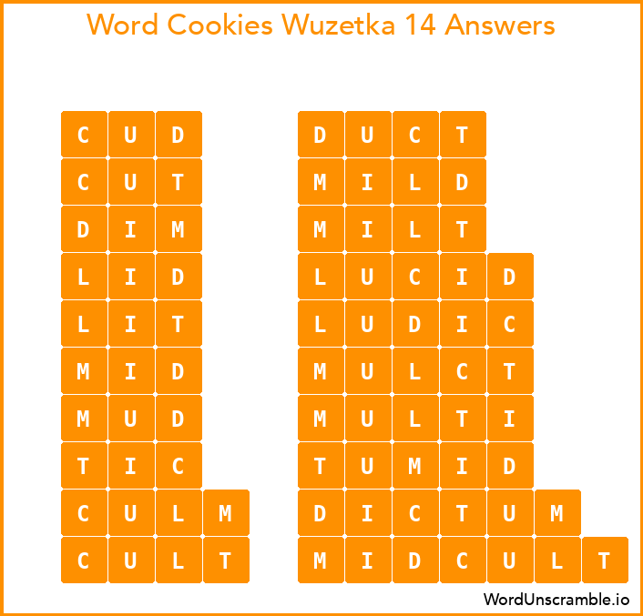 Word Cookies Wuzetka 14 Answers