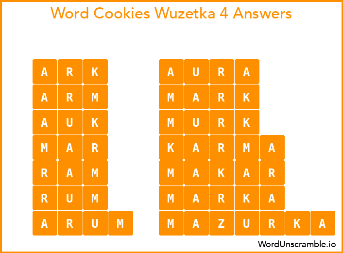 Word Cookies Wuzetka 4 Answers