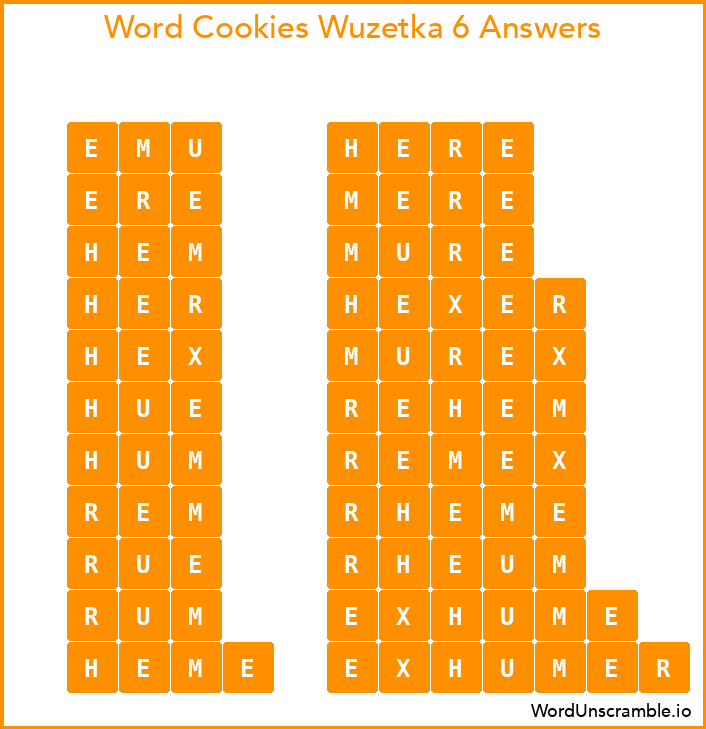 Word Cookies Wuzetka 6 Answers