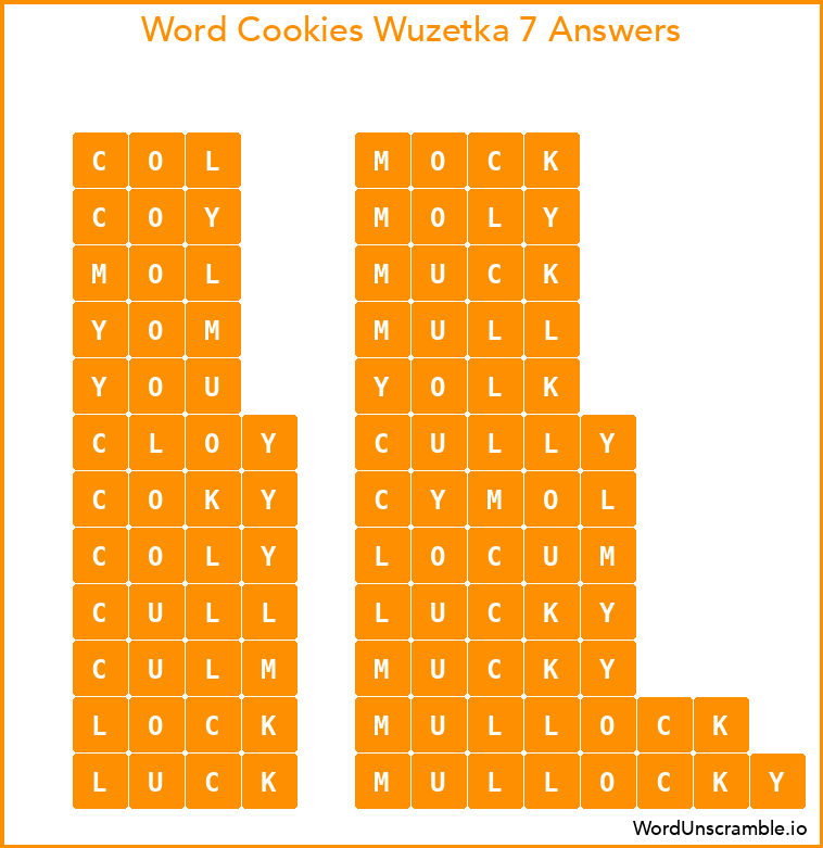Word Cookies Wuzetka 7 Answers