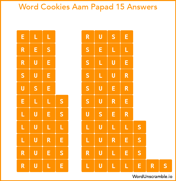 Word Cookies Aam Papad 15 Answers