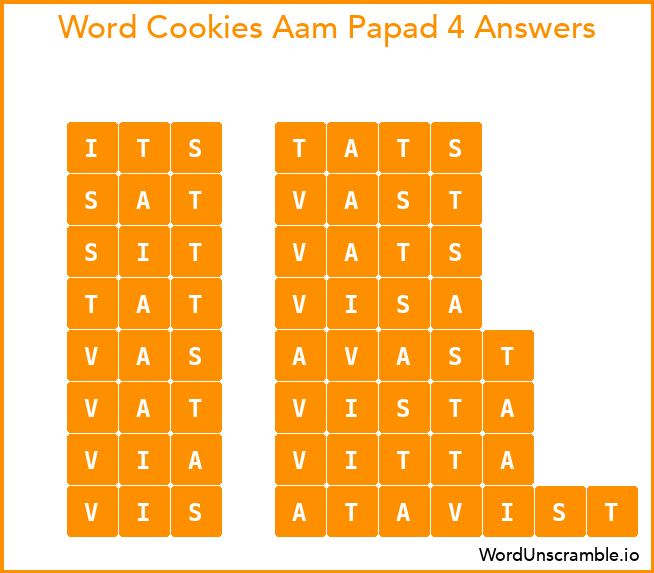 Word Cookies Aam Papad 4 Answers