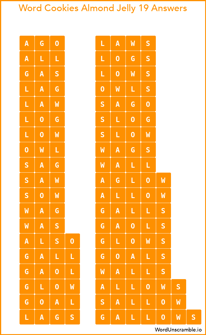 Word Cookies Almond Jelly 19 Answers
