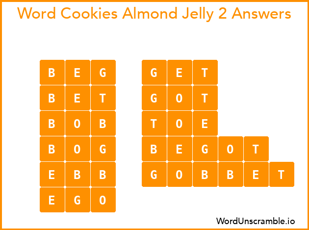Word Cookies Almond Jelly 2 Answers