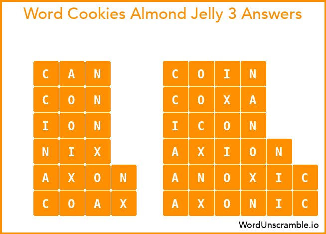 Word Cookies Almond Jelly 3 Answers