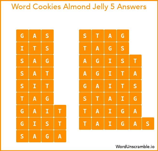 Word Cookies Almond Jelly 5 Answers