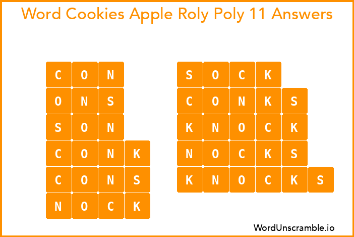 Word Cookies Apple Roly Poly 11 Answers