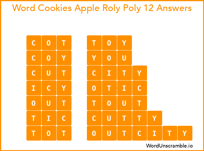 Word Cookies Apple Roly Poly 12 Answers