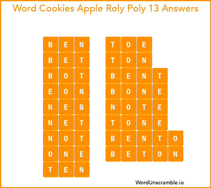 Word Cookies Apple Roly Poly 13 Answers