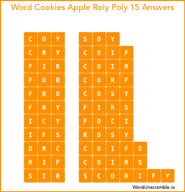 Word Cookies Apple Roly Poly 15 Answers