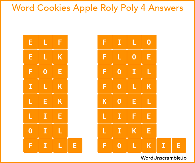 Word Cookies Apple Roly Poly 4 Answers