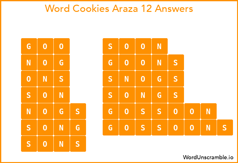 Word Cookies Araza 12 Answers