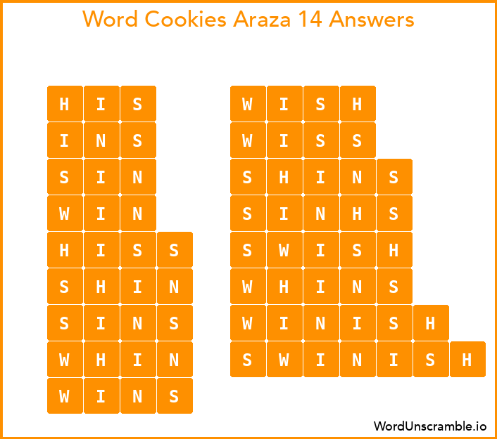 Word Cookies Araza 14 Answers
