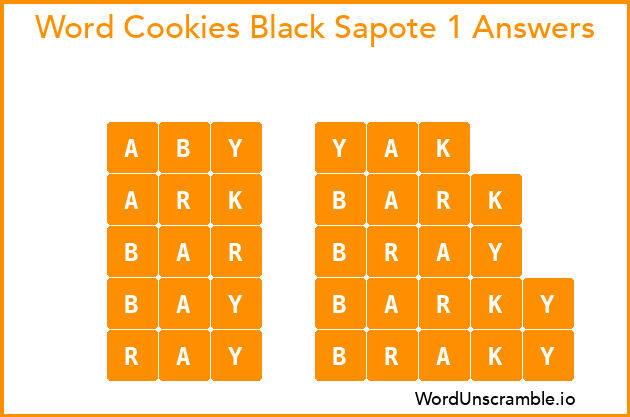 Word Cookies Black Sapote 1 Answers