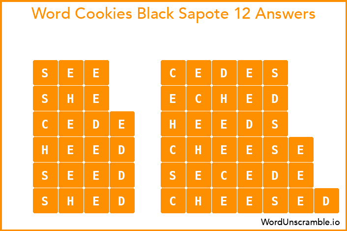 Word Cookies Black Sapote 12 Answers