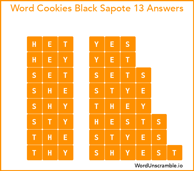 Word Cookies Black Sapote 13 Answers