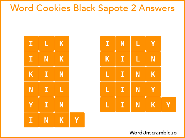 Word Cookies Black Sapote 2 Answers
