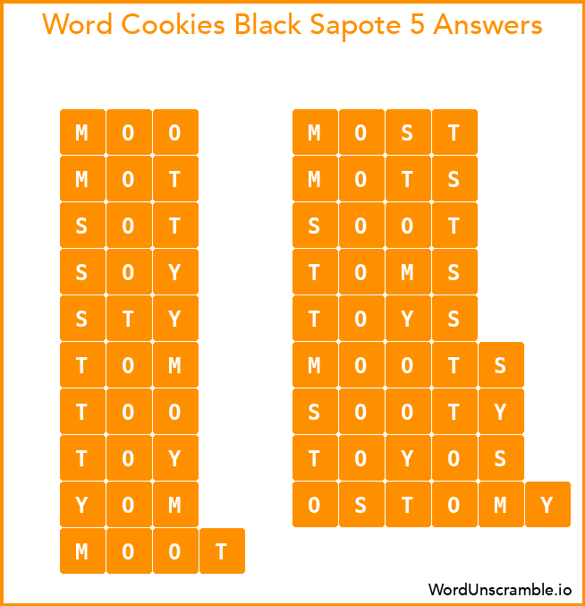 Word Cookies Black Sapote 5 Answers