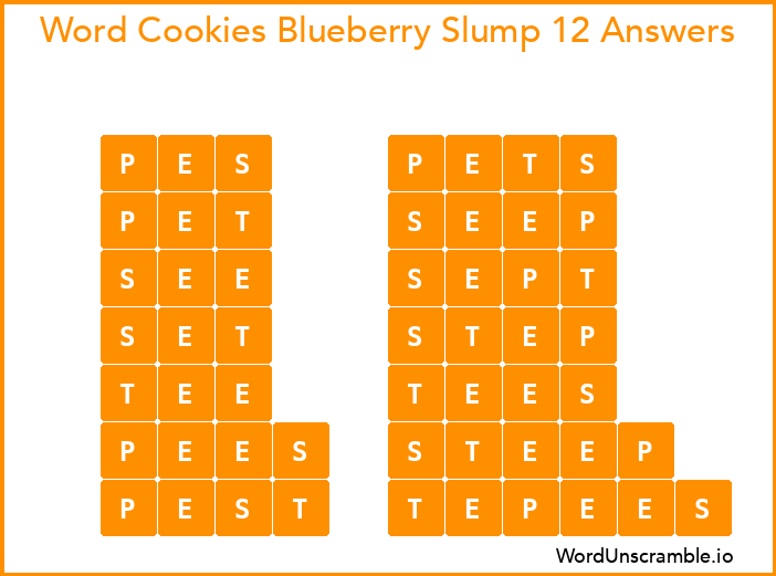 Word Cookies Blueberry Slump 12 Answers