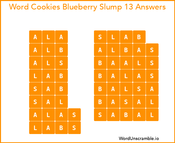 Word Cookies Blueberry Slump 13 Answers