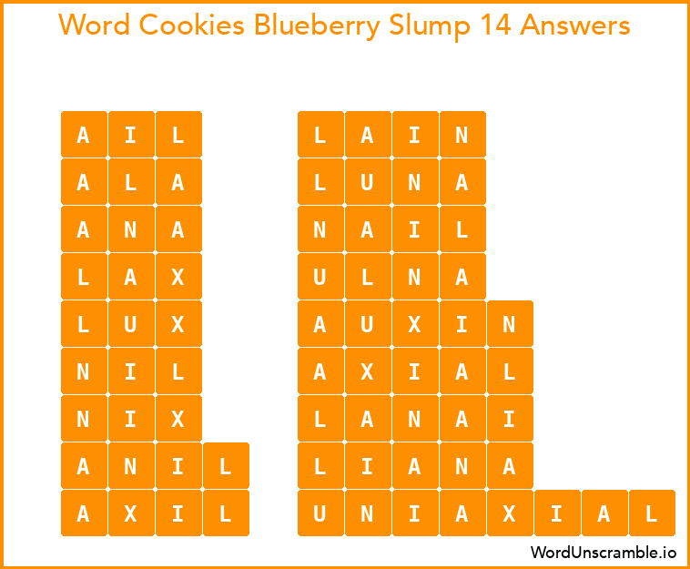 Word Cookies Blueberry Slump 14 Answers