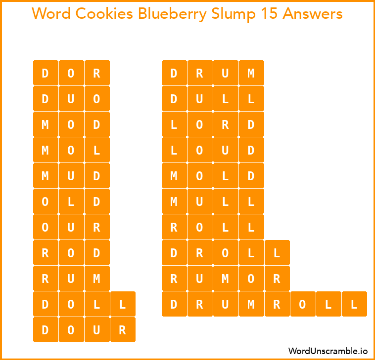 Word Cookies Blueberry Slump 15 Answers