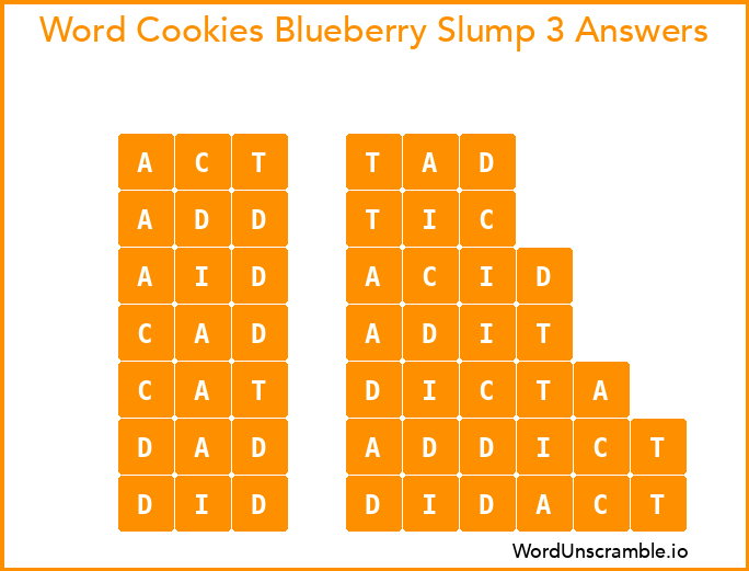 Word Cookies Blueberry Slump 3 Answers