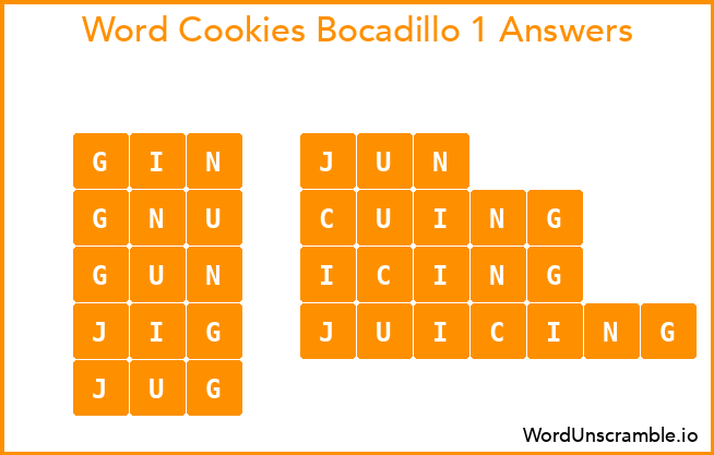 Word Cookies Bocadillo 1 Answers