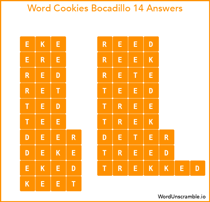 Word Cookies Bocadillo 14 Answers
