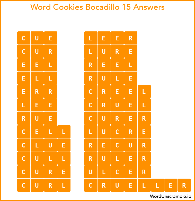 Word Cookies Bocadillo 15 Answers
