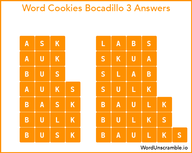 Word Cookies Bocadillo 3 Answers