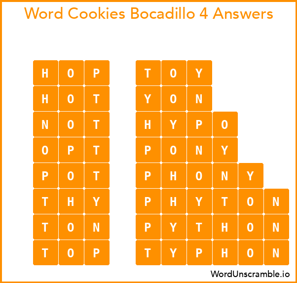 Word Cookies Bocadillo 4 Answers