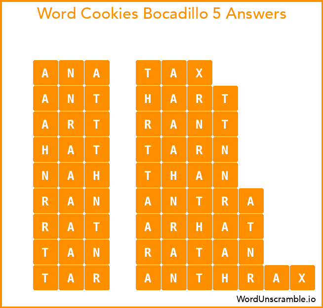 Word Cookies Bocadillo 5 Answers