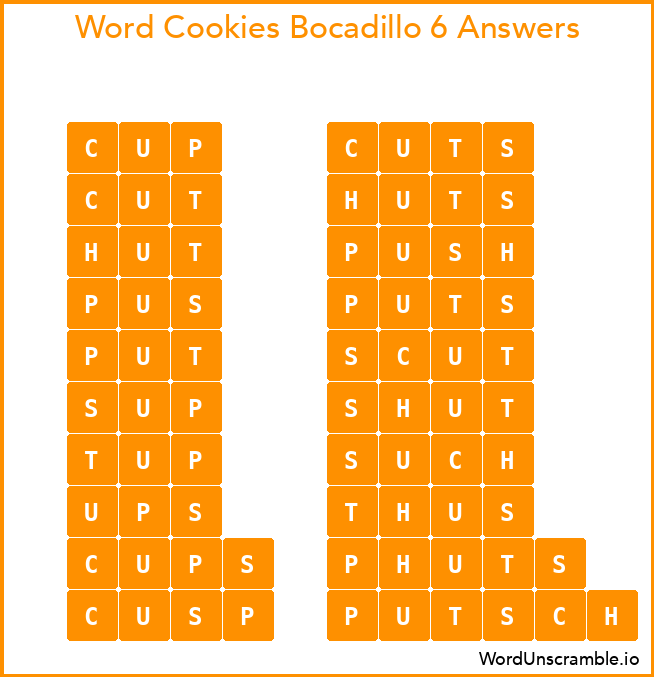 Word Cookies Bocadillo 6 Answers