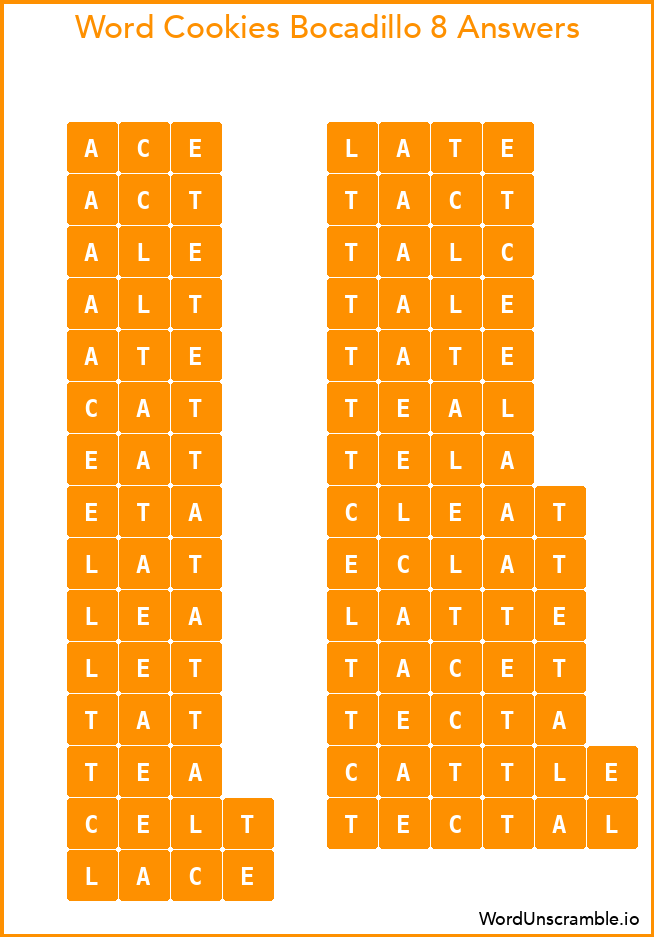 Word Cookies Bocadillo 8 Answers