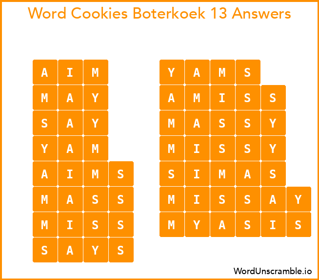 Word Cookies Boterkoek 13 Answers