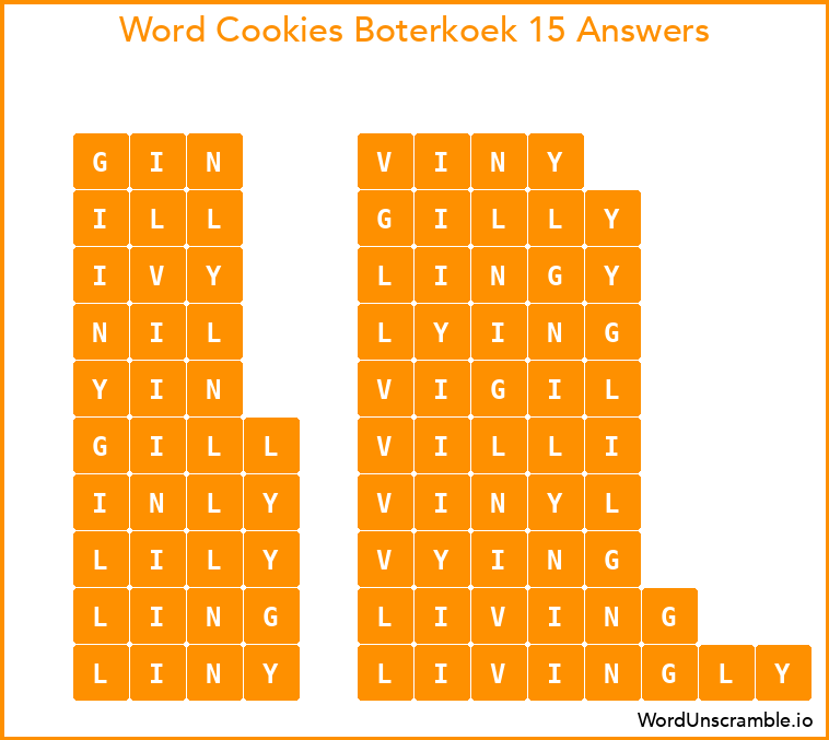 Word Cookies Boterkoek 15 Answers
