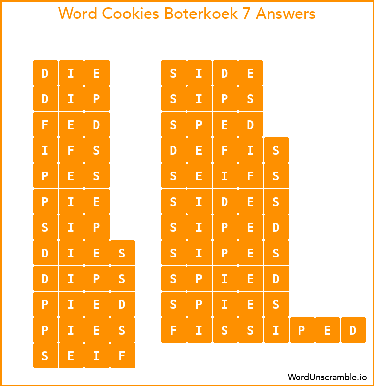 Word Cookies Boterkoek 7 Answers