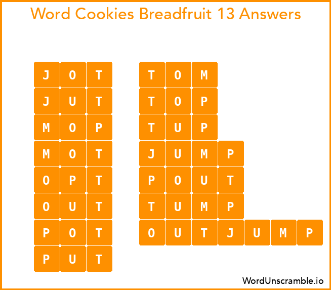 Word Cookies Breadfruit 13 Answers