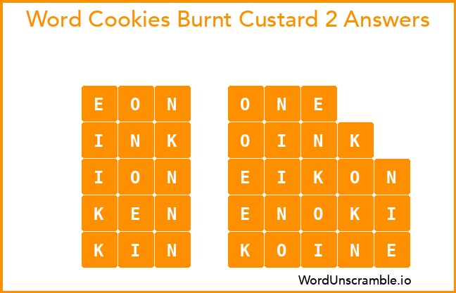 Word Cookies Burnt Custard 2 Answers