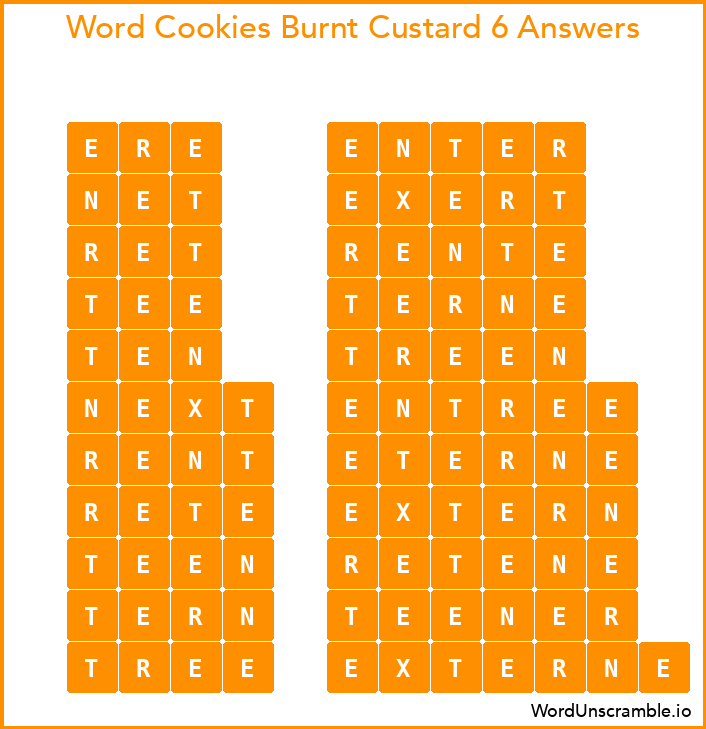 Word Cookies Burnt Custard 6 Answers