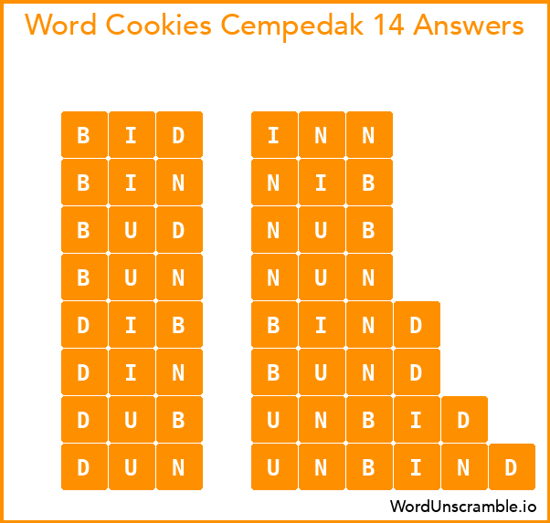 Word Cookies Cempedak 14 Answers