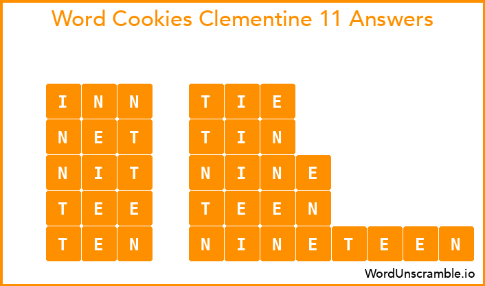 Word Cookies Clementine 11 Answers