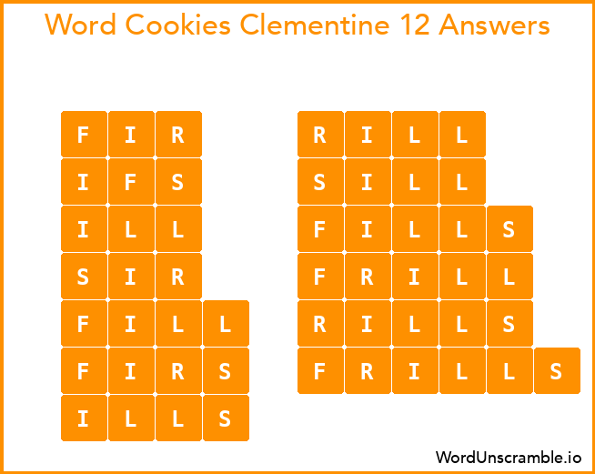 Word Cookies Clementine 12 Answers