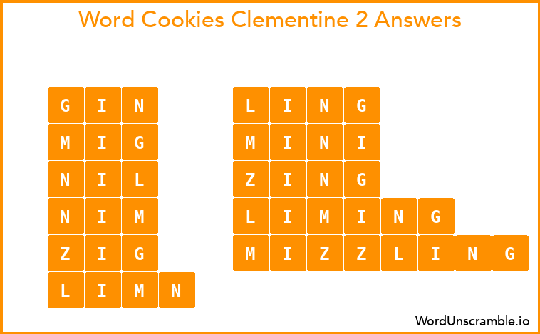 Word Cookies Clementine 2 Answers